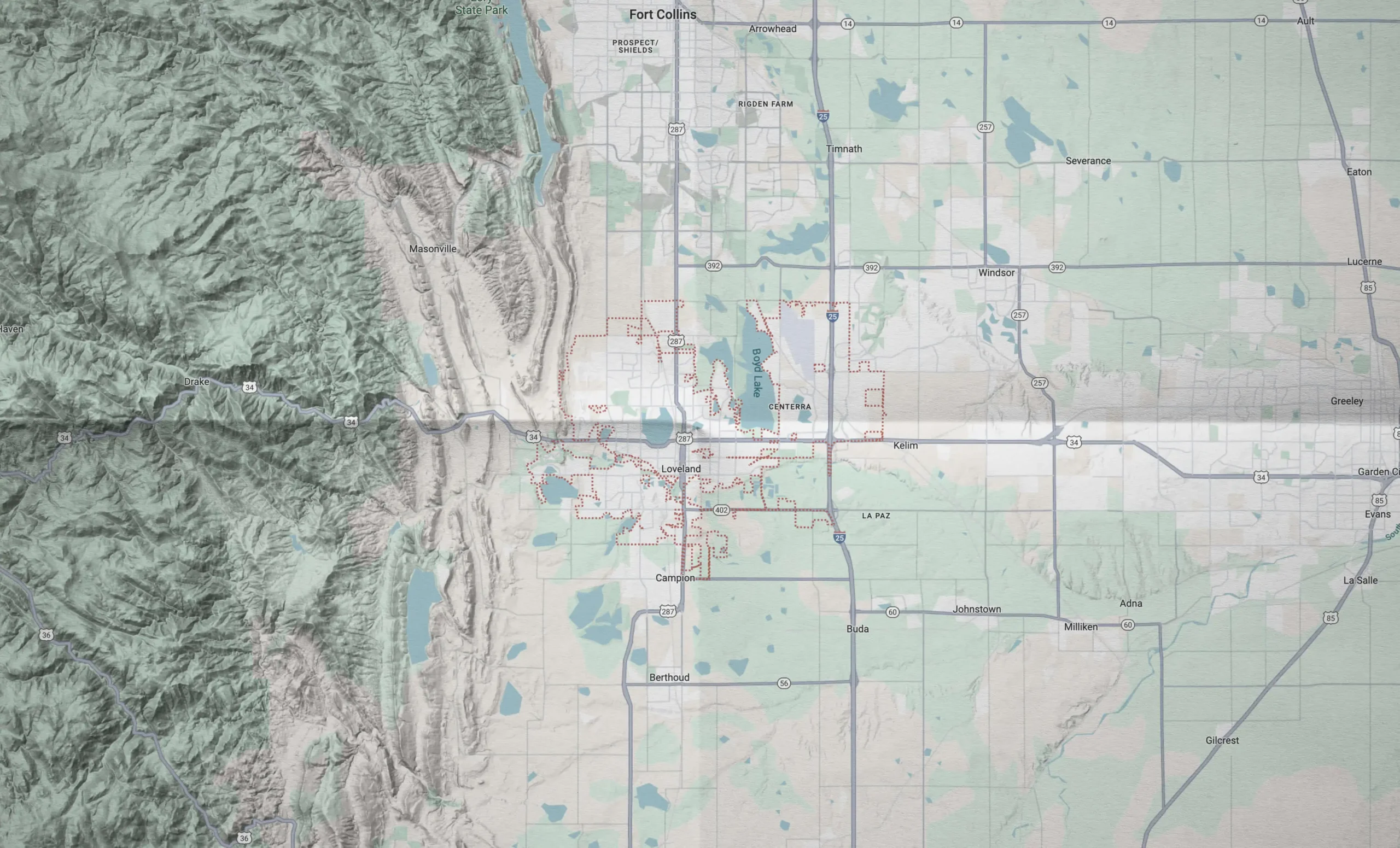 Map of Loveland, Colorado, where Rubicon snow removal can service you.