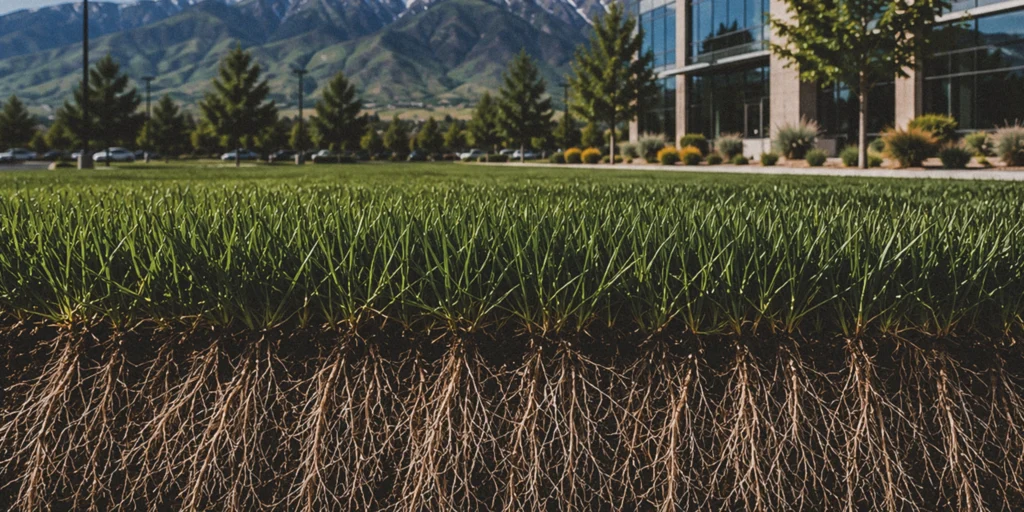 Turf roots on commercial landscape property